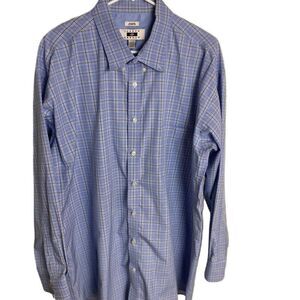 #321 JOSEPH ABBOUD Blue Plaid Classic Fit Button Down